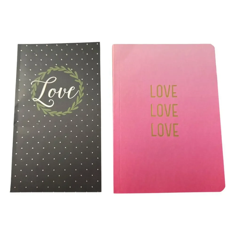 Set Of 2 Love Black And Pink Soft Notebook Journals NEW